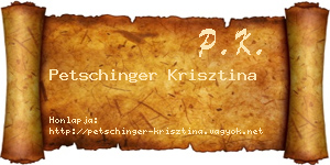 Petschinger Krisztina névjegykártya